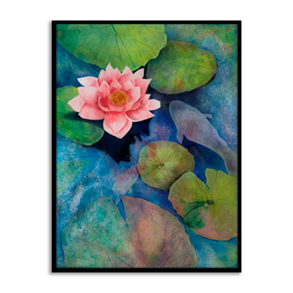 Lotus Pond Nature Artwork Canvas Wall Print