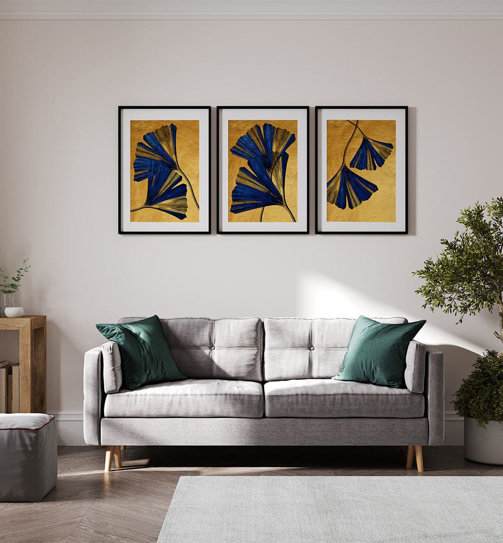 ROYAL LEAF SYMPHONY SET , SET OF 3 PAINTINGS